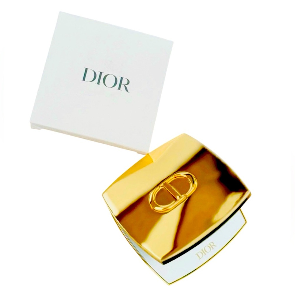 Christian Dior Gold Compact Mirror Dual Compact Mirror Heavy Metal Travel